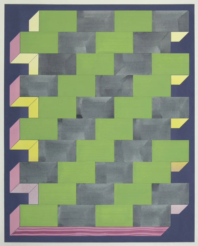   Shadde , 2017: Watercolor, ink and gouache on collaged paper, 17.5 x 14".  Photo credit: Jason van Stavaren 