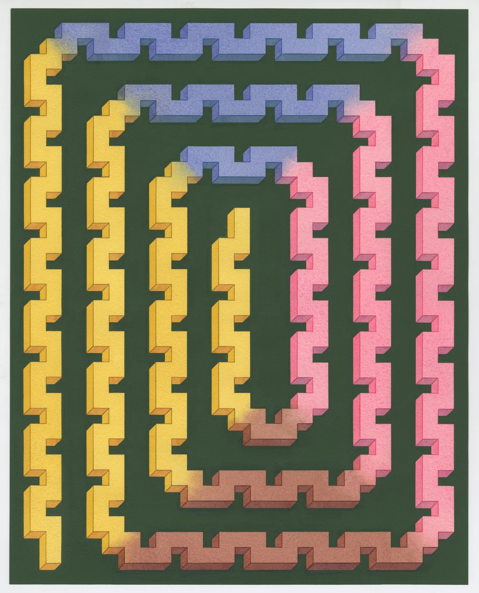   Ring Path , 2019: Watercolor, gouache and colored pencil on paper, 16.25 x 13”  Exhibited as part of “Everyday Perfection,” Albany International Airport Gallery, curated by Kathy Greenwood.  Photo credit: Jason van Stavaren  More information:  http