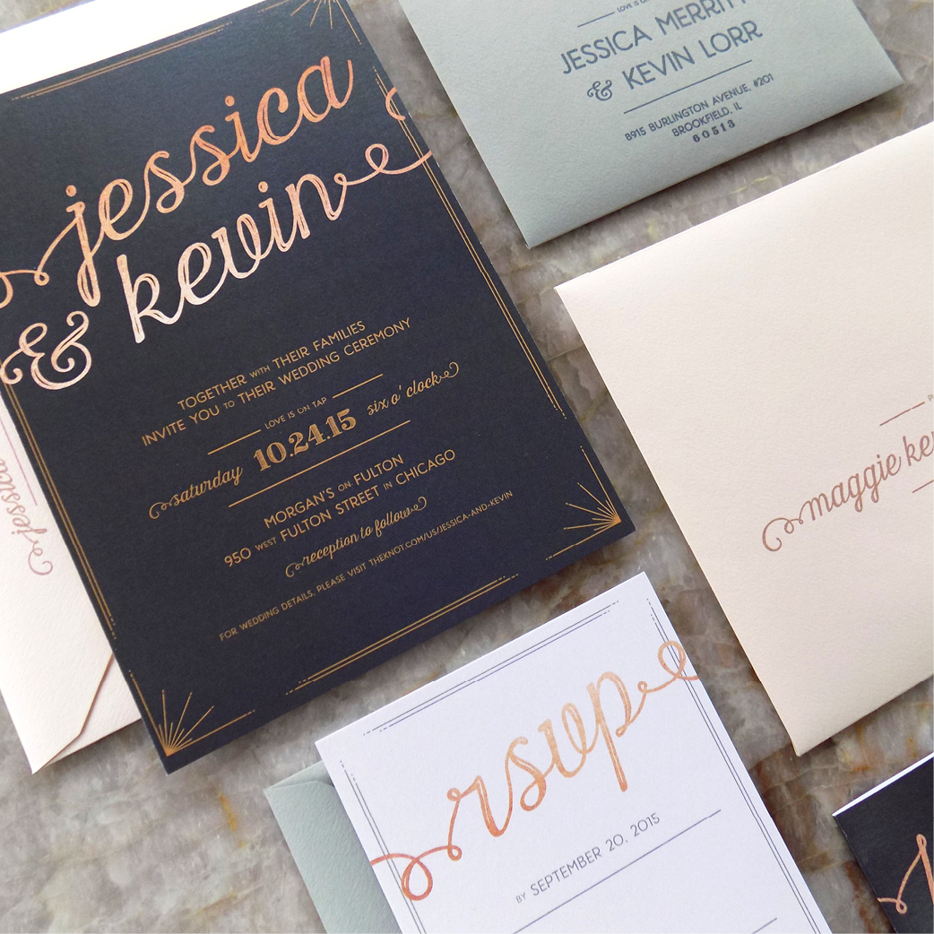 Rustic + Romantic City Loft Wedding Invitations with Rose Gold by Hello Gypsy | © Hello Gypsy