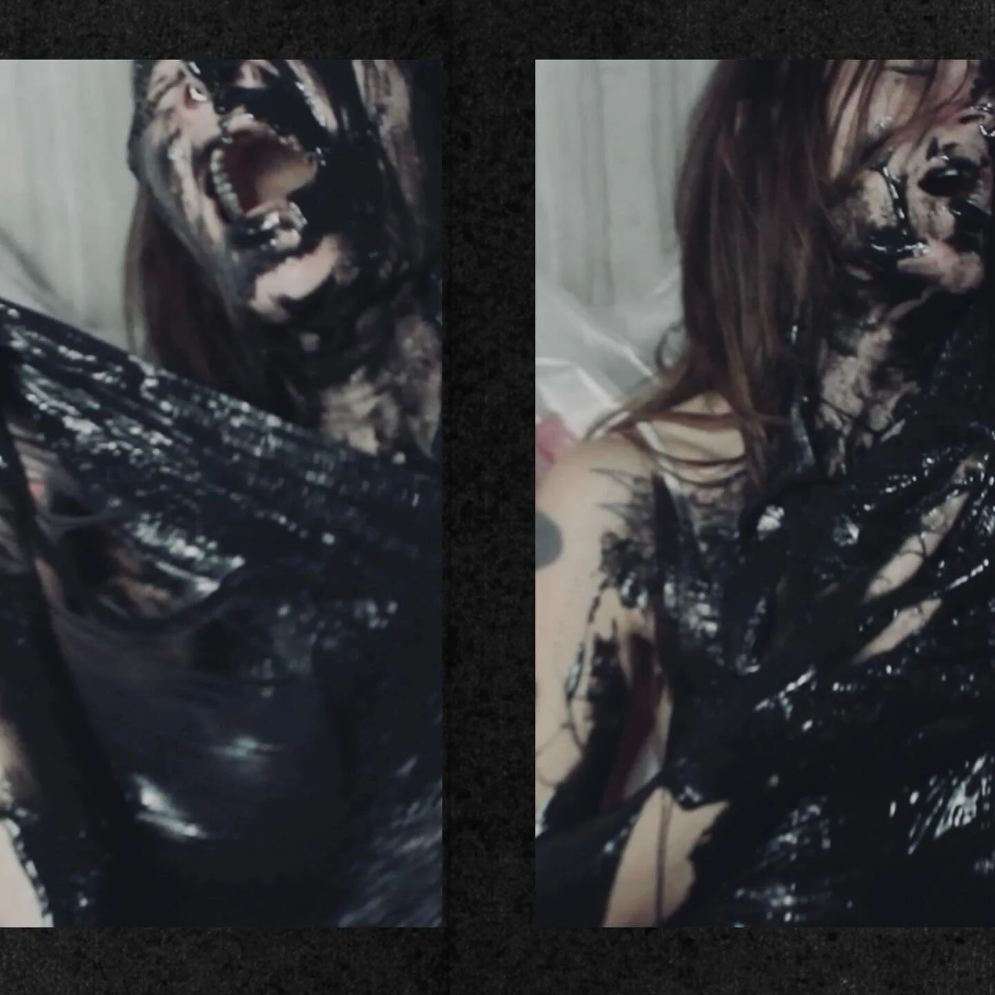 My grief does not equate to or compare to your grief, but I feel it too. Why must we compare our losses with numbers and beliefs? We are all lost. #darkart #videoart #videostill #screenshot #blackslime #holdingabsence #loss #lost #mourning #holdingon