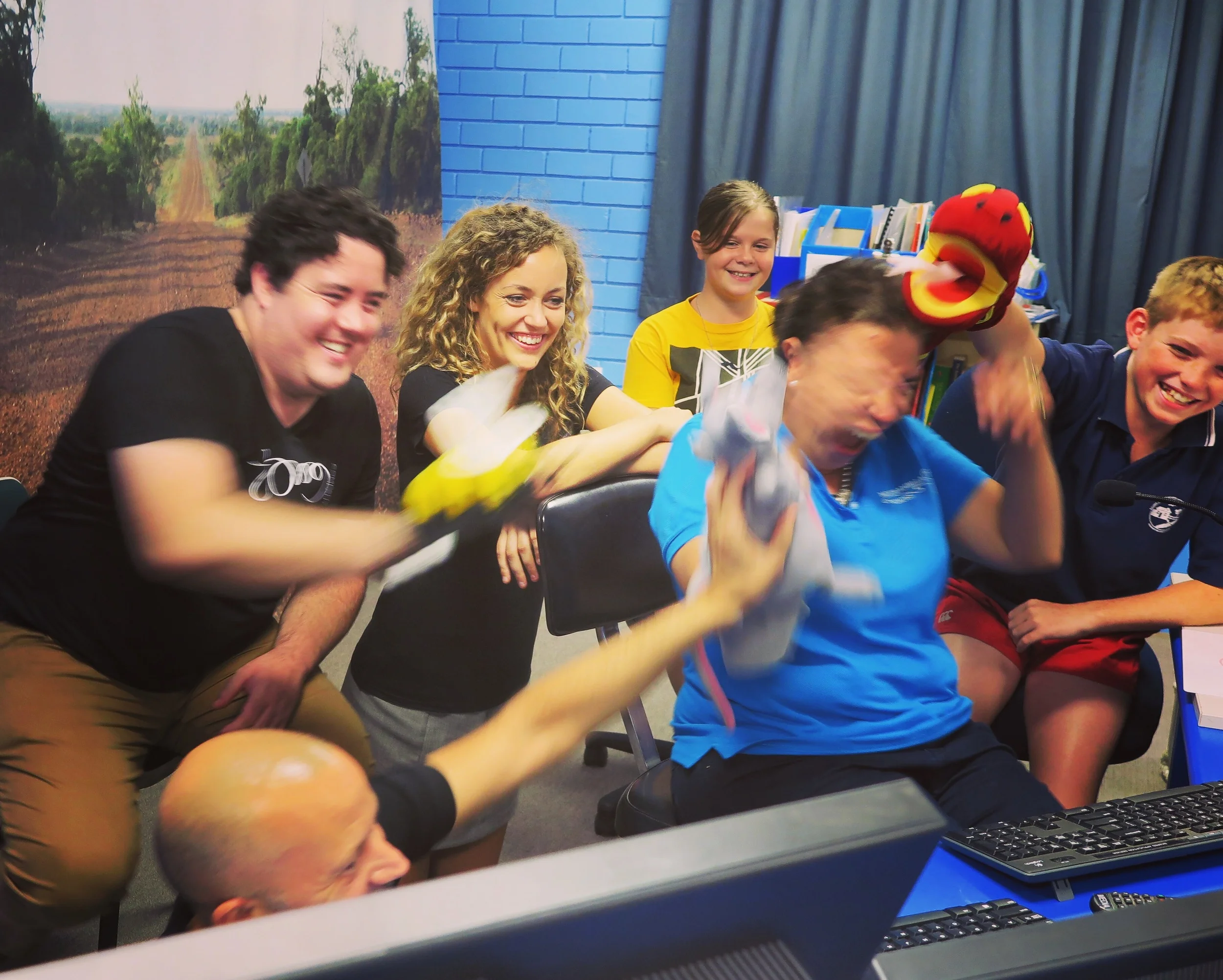 Who says learning can't be fun? Making music (Playschool style) at Bourke-Walgett School of Distance Education. 