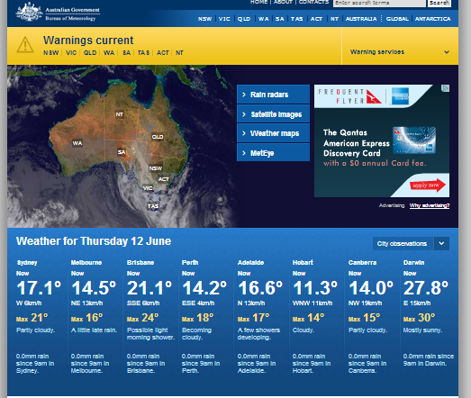 Bureau of Meteorology home page