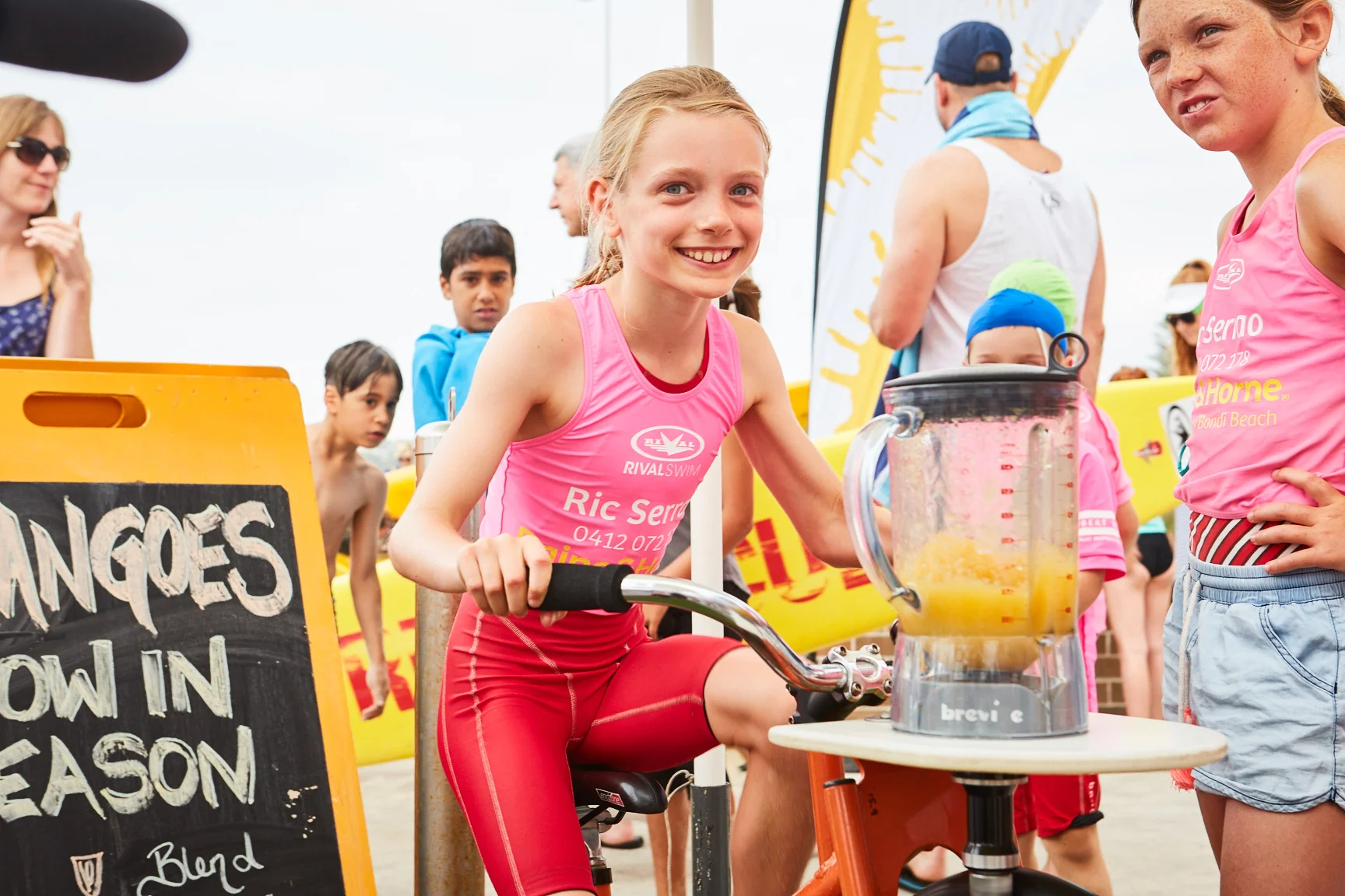 The mango smoothie bicycle was a new attraction this year.