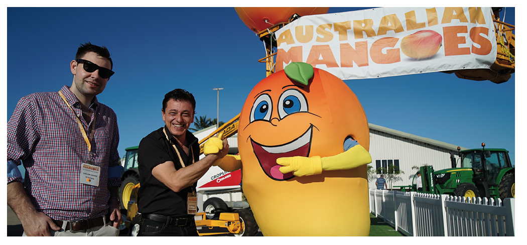 Mango mascot, Kenny, welcomes conference delegates to Bowen at the 11th Australian Mango Conference.