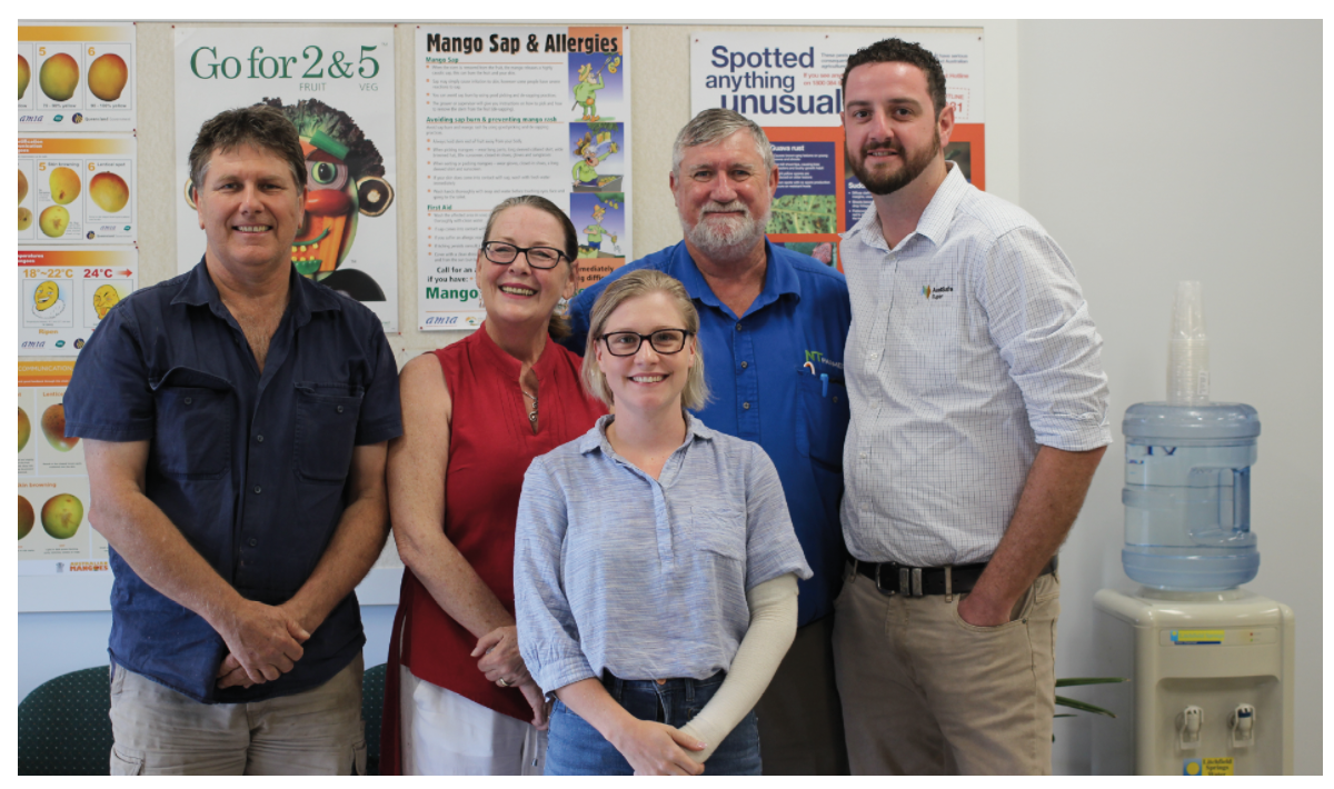 NT Farmers Association president Simon Smith of The Plantsmith Nursery, workplace relations consultant Donna Mogg, NT Farmers IDO Samantha Tocknell, NT Farmers CEO Greg Owens and Anthony Brick of AustSafe Super at the Darwin workshop.