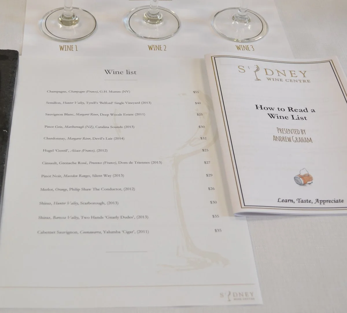 How to read a wine list ($100) Thursday 18th March