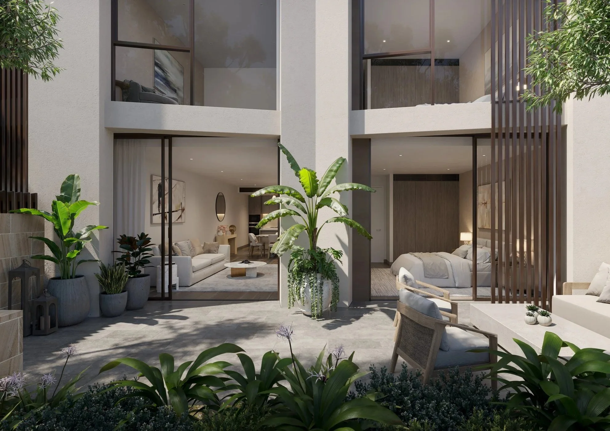Courtyard of a ground-floor unit at Park Avenue Residences.