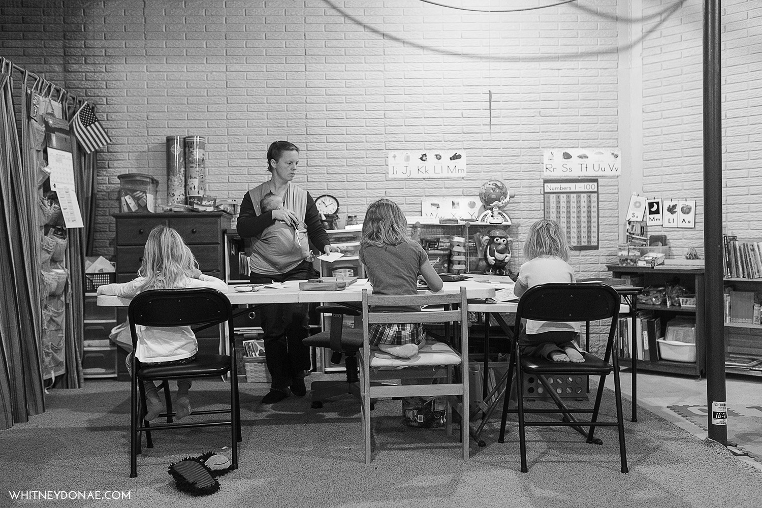 Getting our school on. Mama has her hands full, and Aunt Whit thinks she's Wonder Woman.