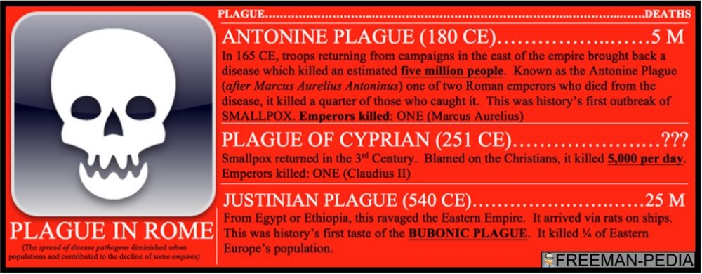 B. The spread of disease pathogens diminished urban populations and contributed to the decline of some empires ( Effect of disease on the Roman Empire , Effect of Disease on the Chinese Empires