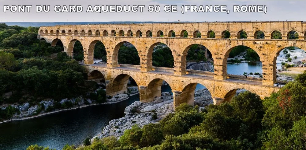This may surprise you, but Romans often thought they were the best thing to ever happen. They liked to mock the Ziggurats and Pyramids for serving no purpose. Enter the Aqueduct. Aqueducts carry water from fresh springs to areas without water. This one is in France. It is the highest and one of the best preserved. I'm amazed living in the Southern US and seeing Civil War battlefields. I think to myself, "Wow. This is so historic." This is about 2,000 years older. Amazing. After Rome fell, you would think that this would have been taken apart to build huts (or some other medieval junk). But, after the mineral deposits caused it to no longer carry water, it became a toll bridge. Talk about a demotion. ROMAN USE: Water to fountains, baths, homes, farms. MEDIEVAL USE: We can walk on it. This is still one of France's biggest tourist attractions. 