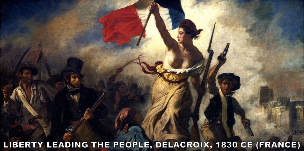 I know what you're thinking… This is a painting of the French Revolution of 1789! &nbsp;This is a common misconception.&nbsp; This is actually used to depict the 1830 French Revolution.&nbsp; Delacroix, who was already a world-famous painter famousl…