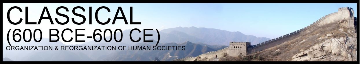 The Classical period picks up where history takes off. This is where you start to actually be able to recognize certain regions of the planet based on their beliefs, architecture, government structure, societies, etc. The Classical period sees the rise of Persia, Greece, Rome, Mauryan & Guptan India as well as the beginning of the Chinese story that will ALWAYS be important (this isn't an AP Chinese History course, but often gets called that. The problem is: CHINA IS ALMOST ALWAYS IN THE TOP FIVE MOST IMPORTANT THINGS IN EACH PERIOD). 
