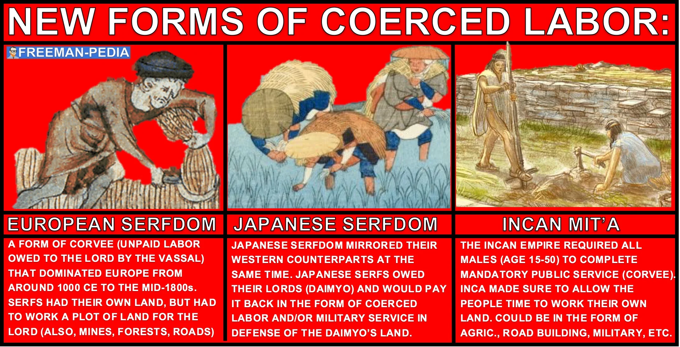 C. New forms of coerced labor appeared. The demand for slaves for both military and domestic purposes increased particularly in central Eurasia, parts of Africa, and the Eastern Mediterranean.