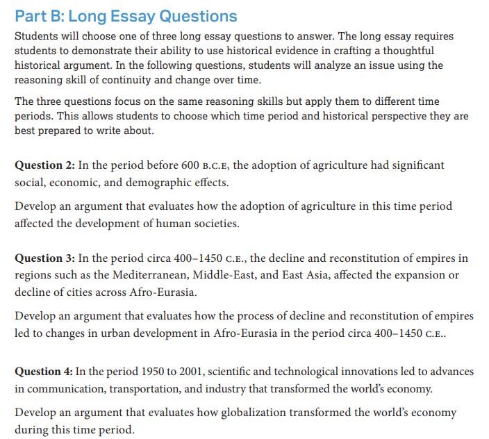 ap world essay structure