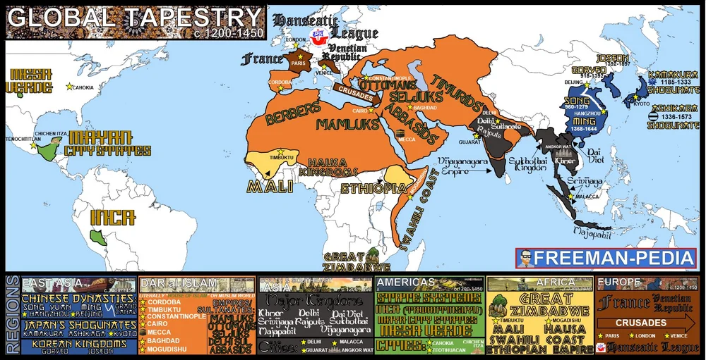Map Of Asia 1200 Global Tapestry (1200-1450) — Freemanpedia
