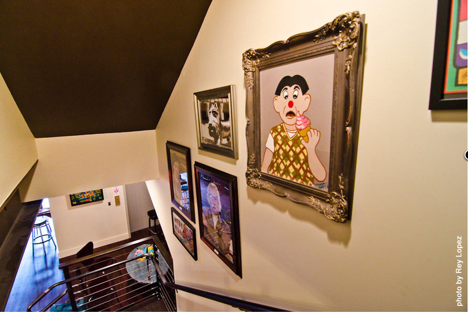 Staircase of family portraits