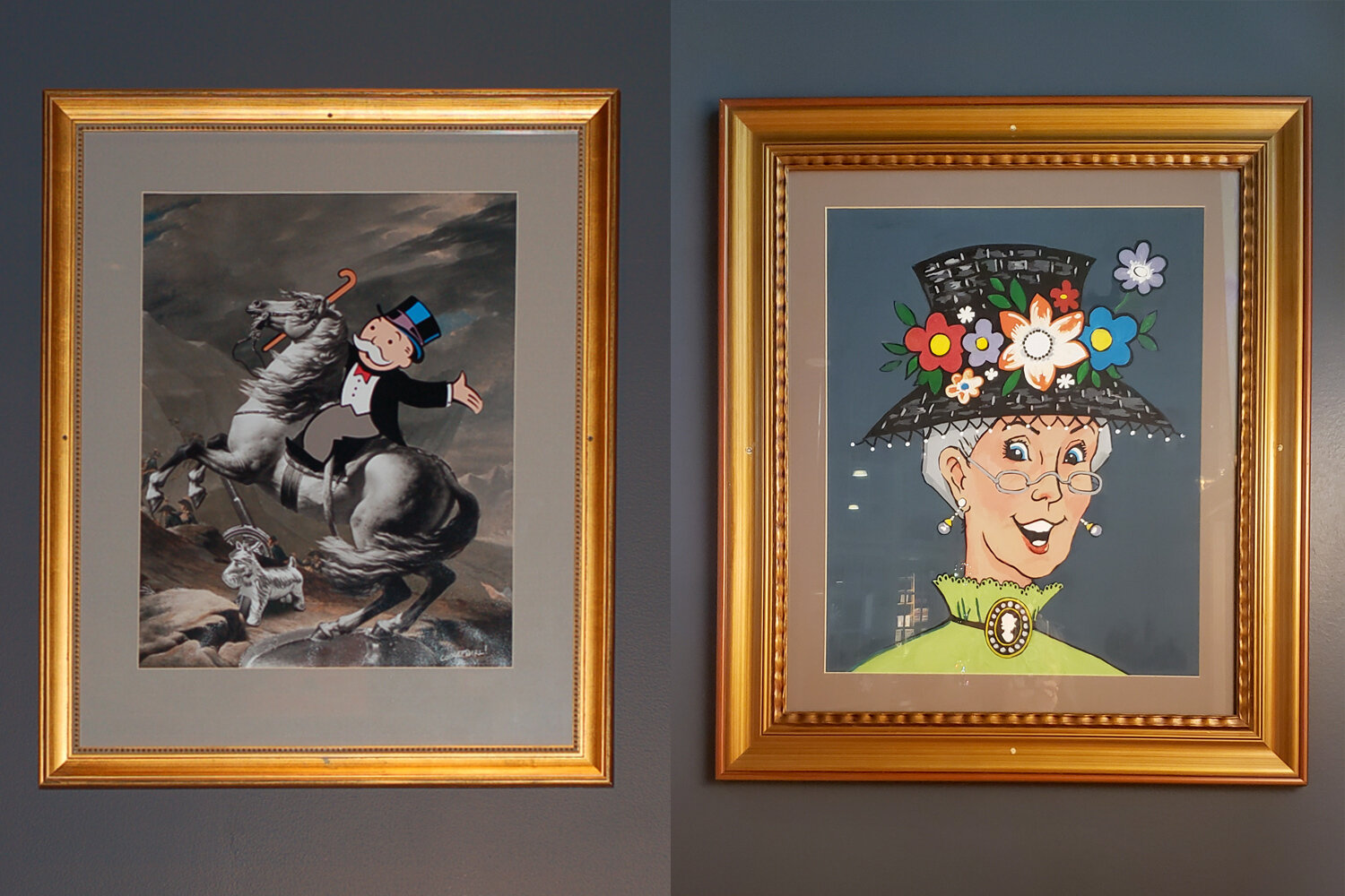 Wall art work sampling. Bonaparte and Old Maid