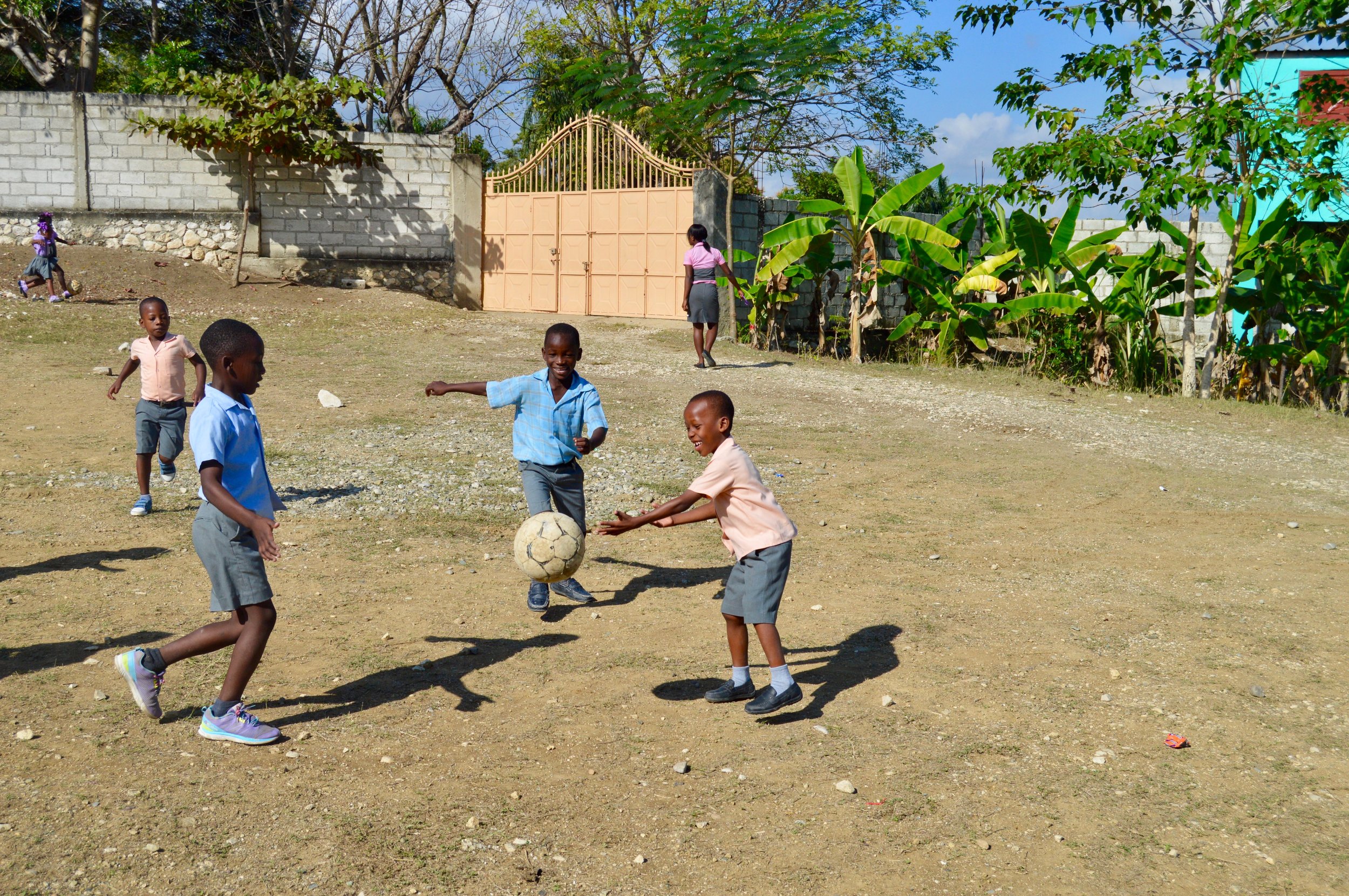 Marc playing soccer with friends. January 13, 2019