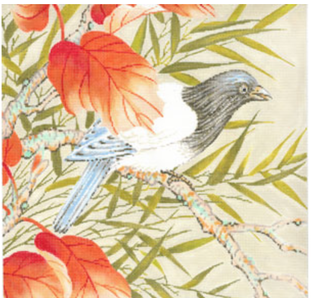 43 - C-595: BIRD WITH ORANGE LEAVES.png