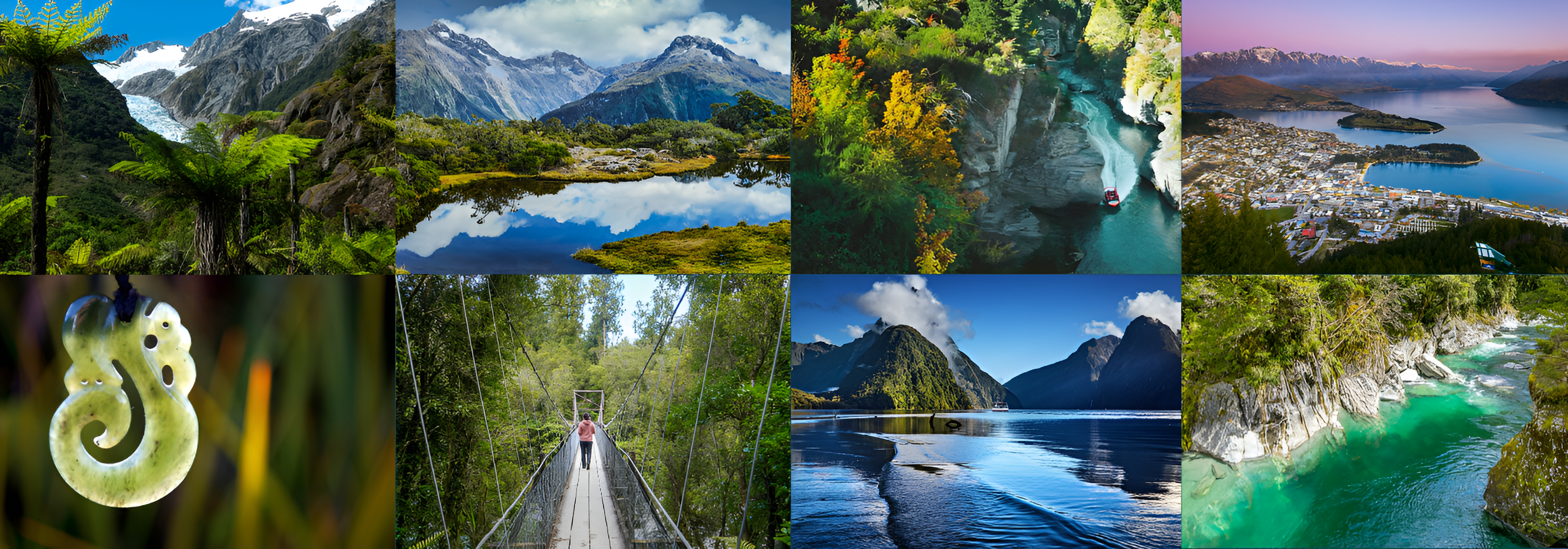 A collage of images from New Zealand's South Island trip organised by AdventurUs.