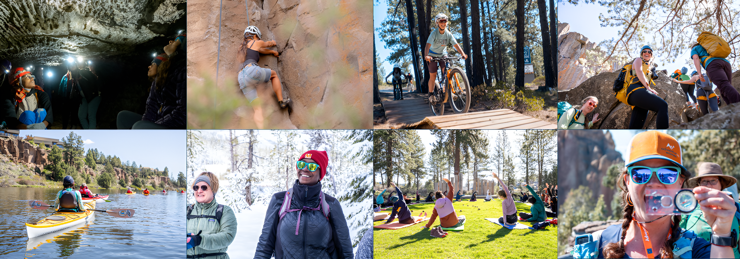 A collage of images from the Women’s Adventure Camp in Bend.