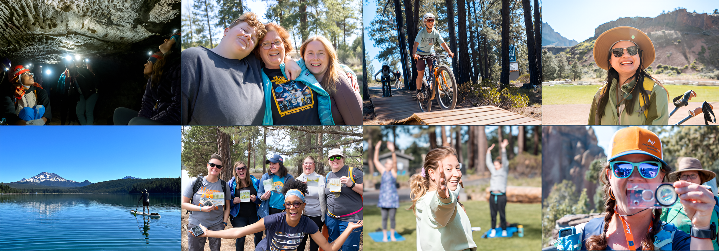 AdventurUs campers caving, cycling, hiking, and connecting at Camp AdventurUs in Central Oregon.