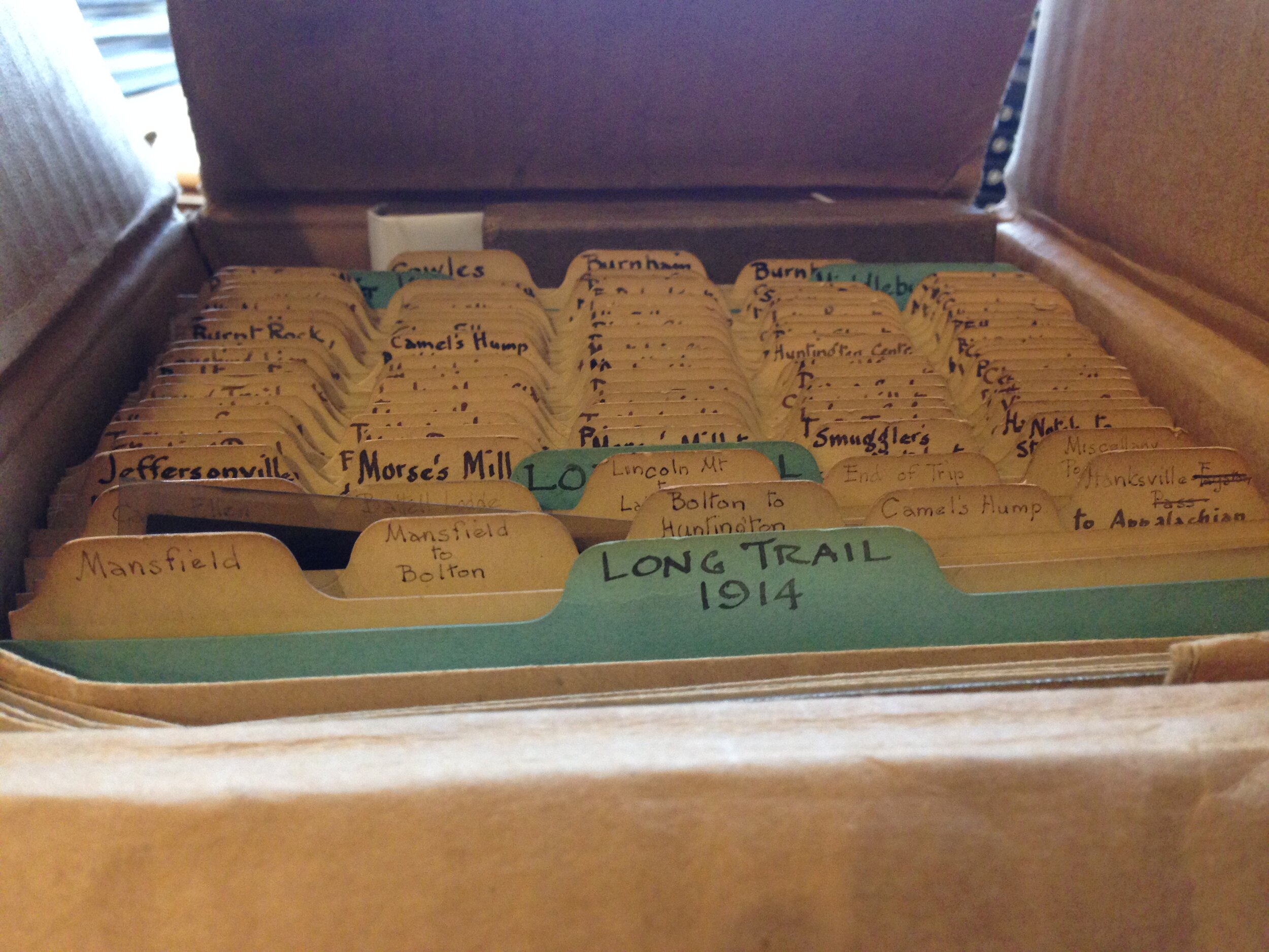   Original housing for Herbert Wheaton Congdon’s glass plate negatives of the Long Trail (Green Mountain Club Archives).   