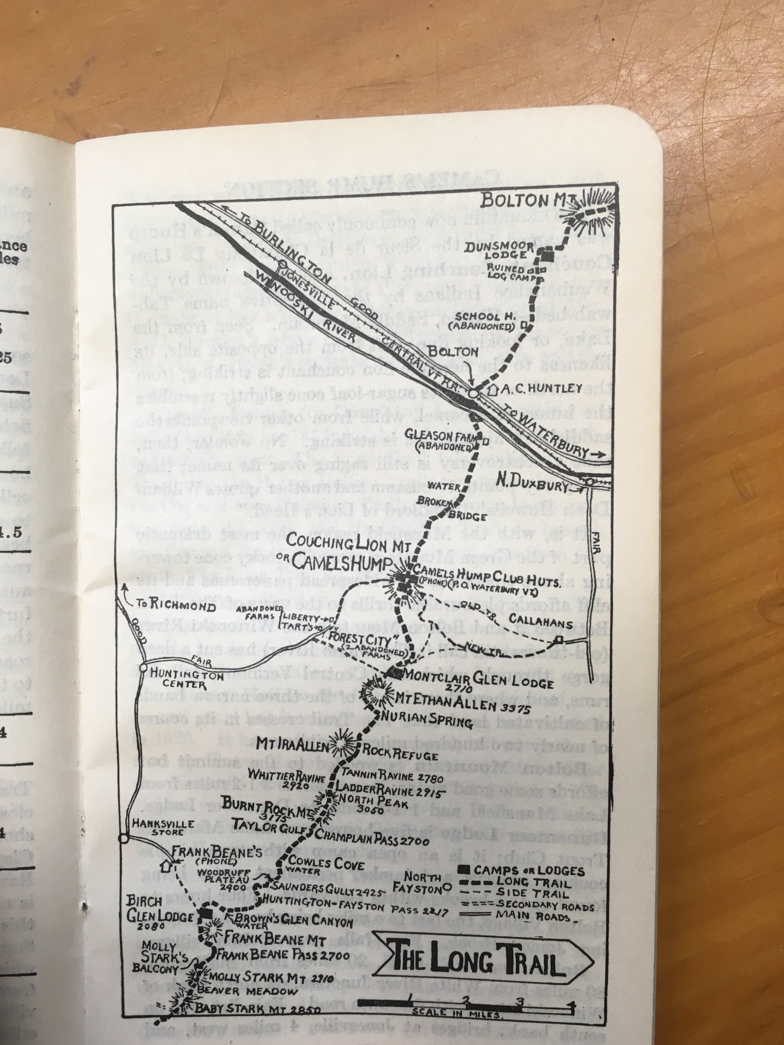   Map of the Long Trail from an early edition of  The Long Trail Guide  (Green Mountain Club Archives).  