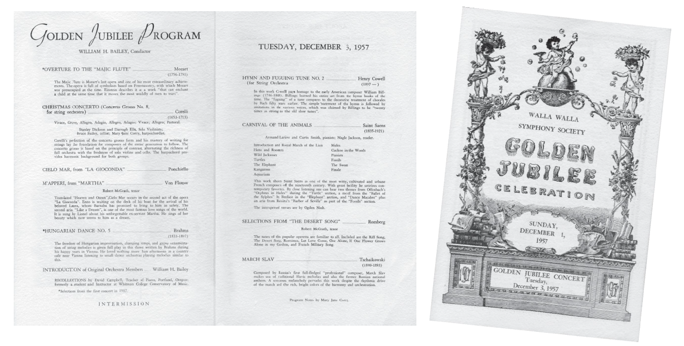 The program from the Walla Walla Symphony's Golden Jubilee Celebration, 1957