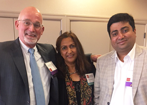 Thomas Waring of GCW Capital Group and Family & Business Directions , with Pharma "Dita" Sharma, founder of the University of Vermont event, and Tejas Shah, whose family business was a featured case study.