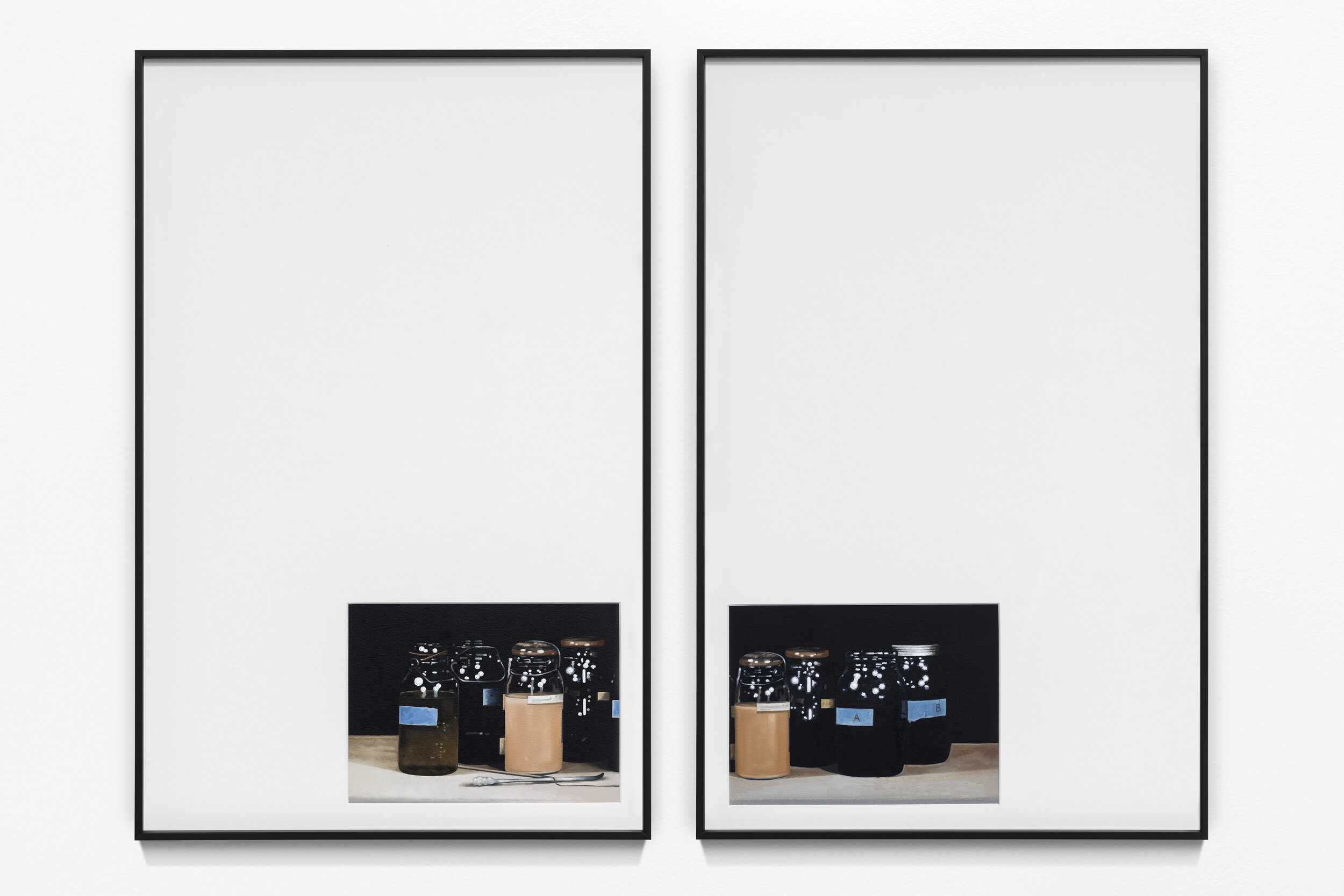    A,B (diptych)   , oil on paper, 14x22,5cm (53x34cm framed)    2019  