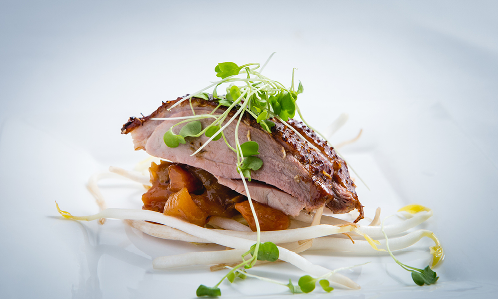 Smoked Tea Duck, Persimmons