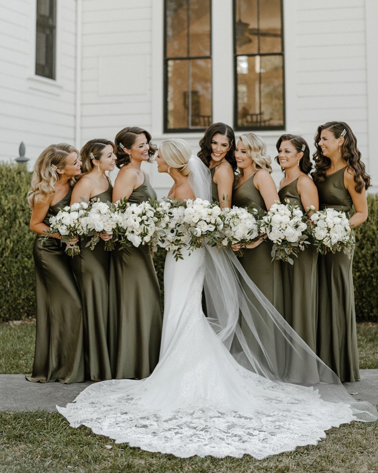 These bridesmaid dresses were the perfect hue of earthy green