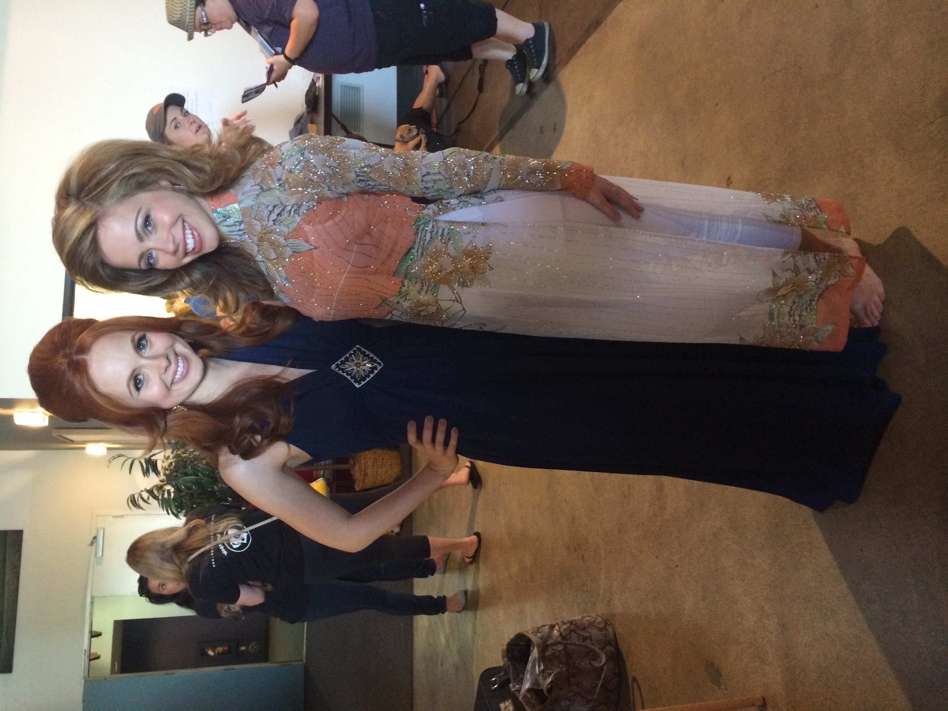 Galadriel Stineman and Skyler behind the scenes at Wags and Walks photoshoot