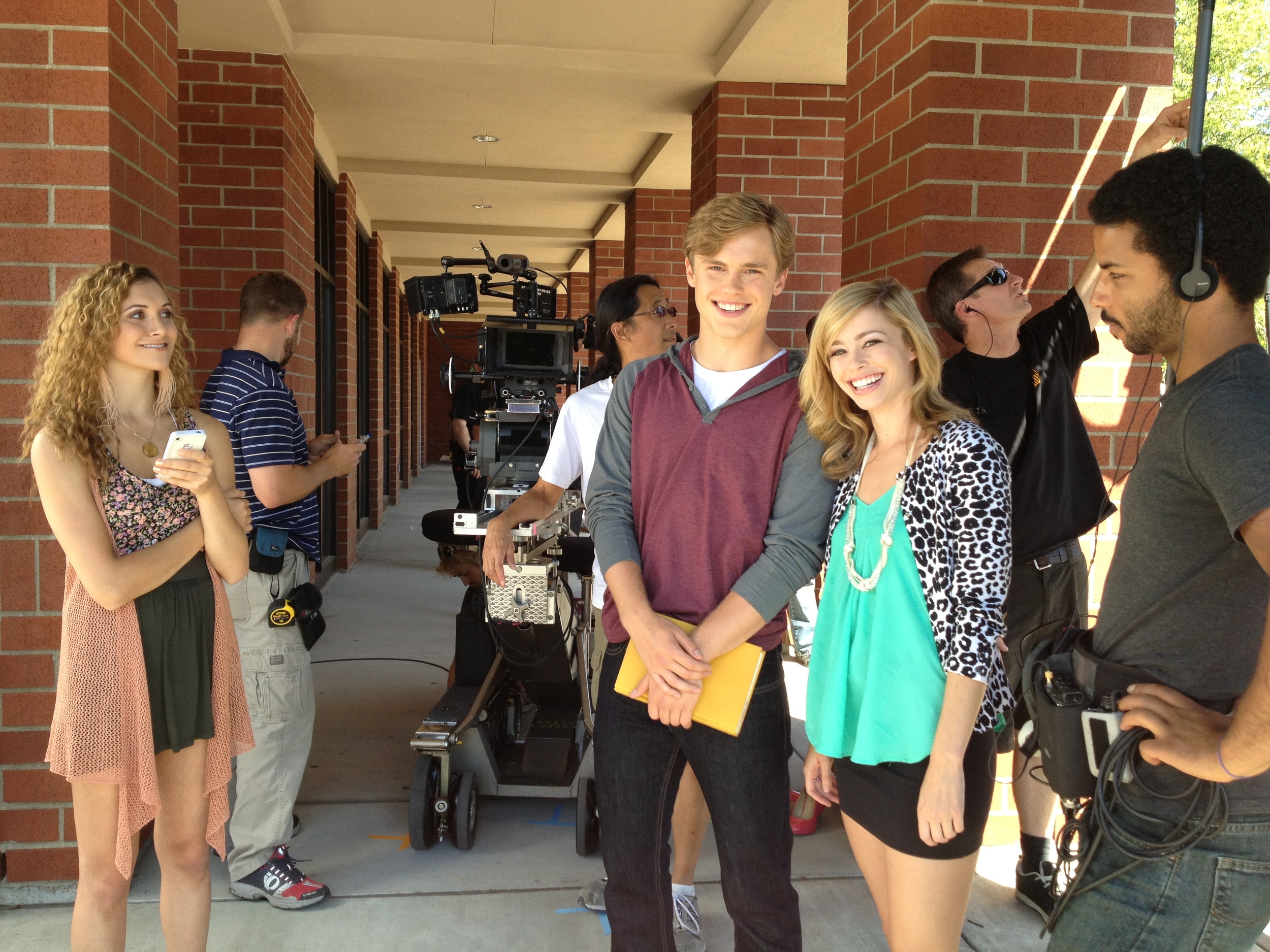 Alyson Stoner, Jack DePew, and Skyler on set of The A List