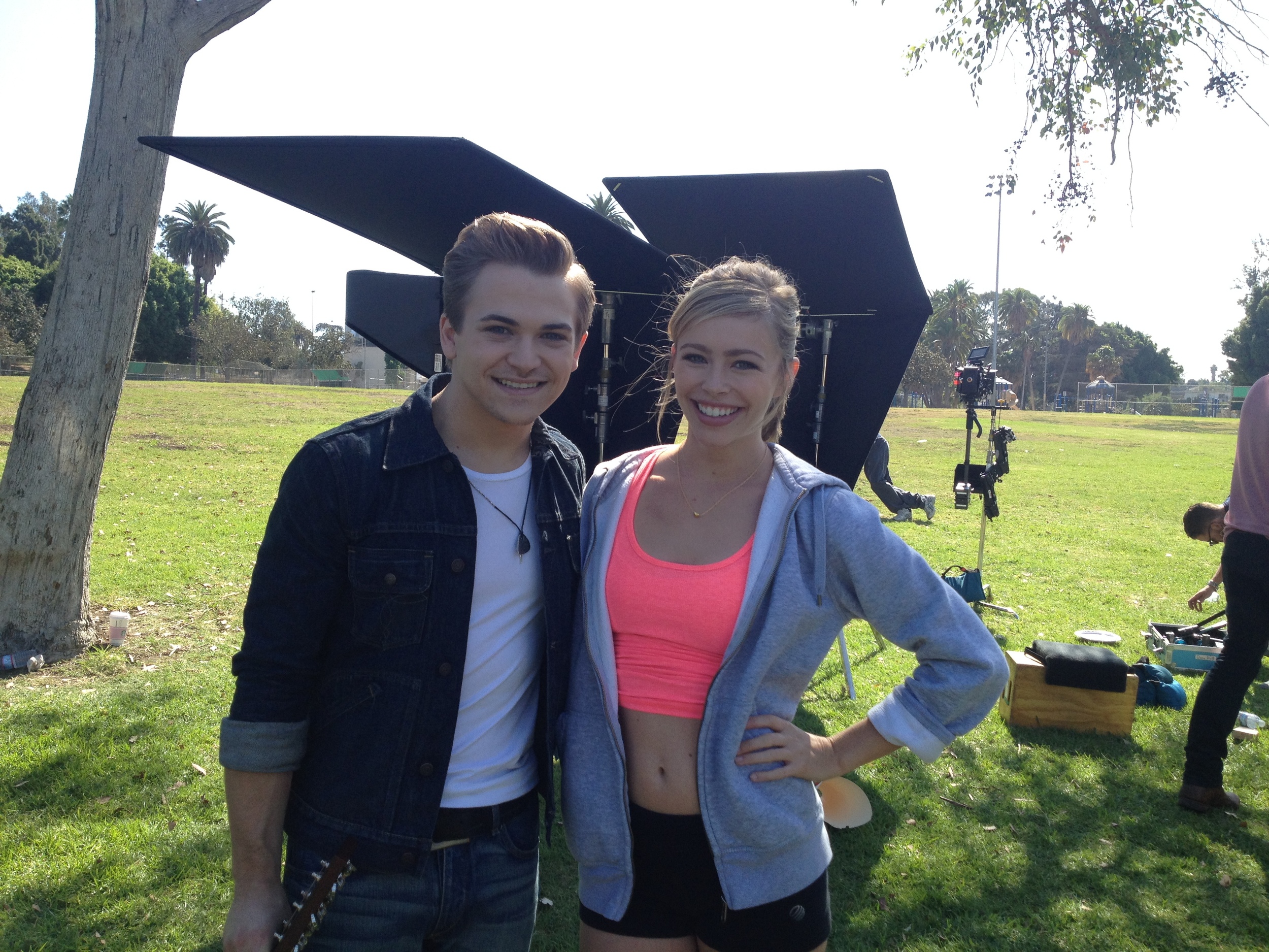 Hunter Hayes and Skyler on set for Everybody's Got Somebody But Me