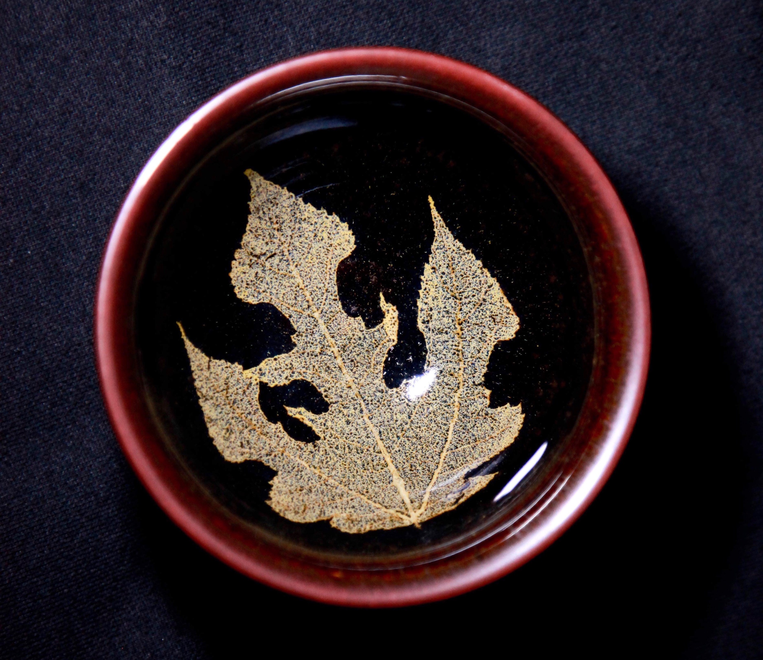 木葉天目茶碗 (構樹葉)