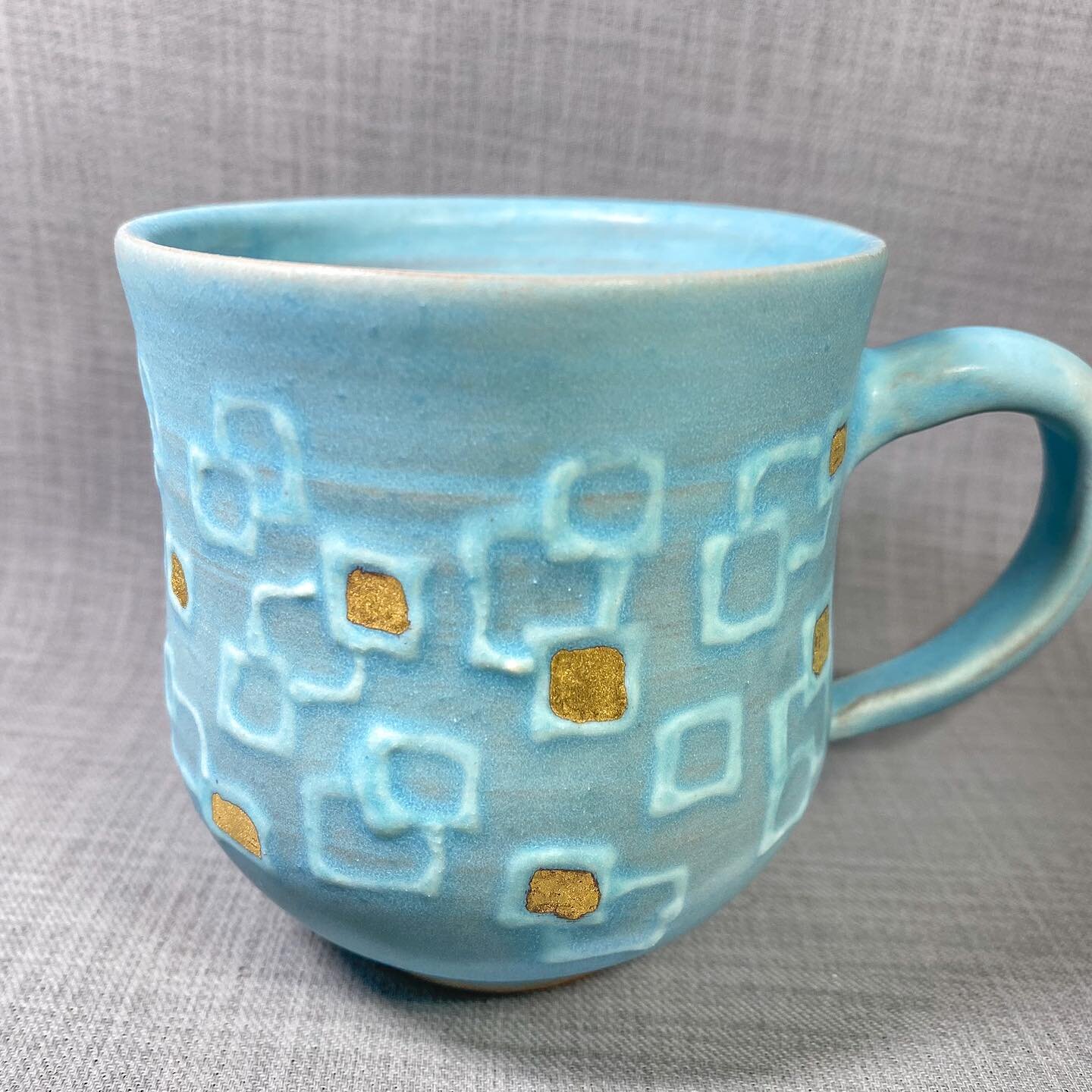 Testing a new matte blue glaze on a few cups. I like the texture but still need to work on reducing the pinholes&hellip;😟