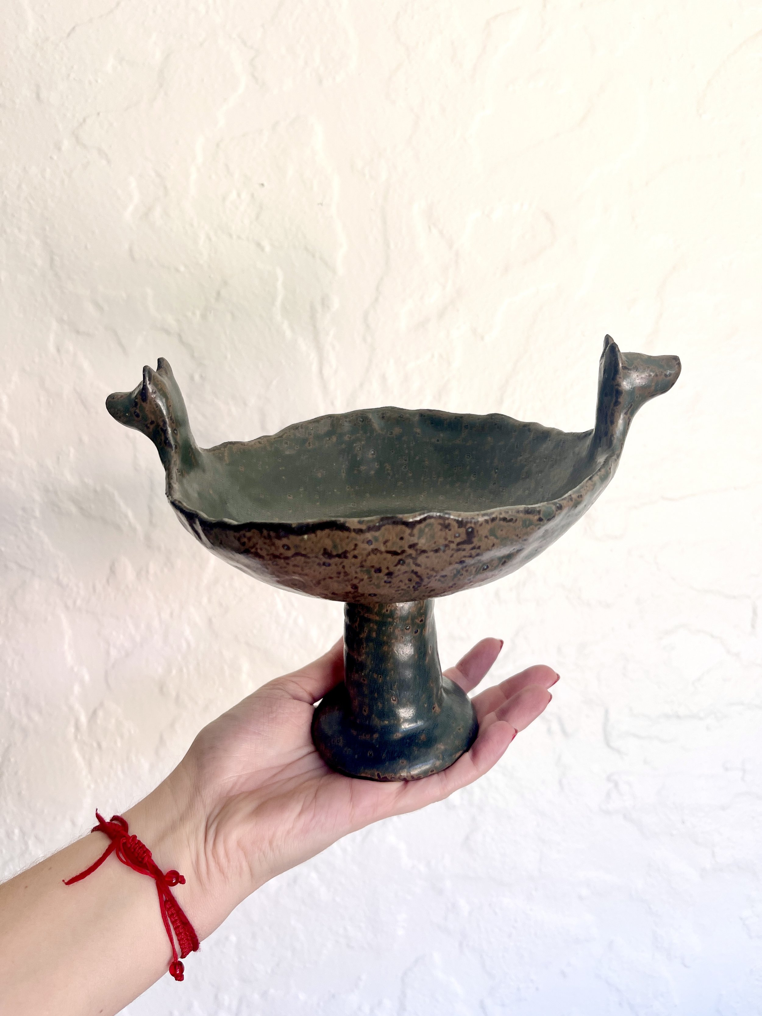 Footed Bowl, Large, green