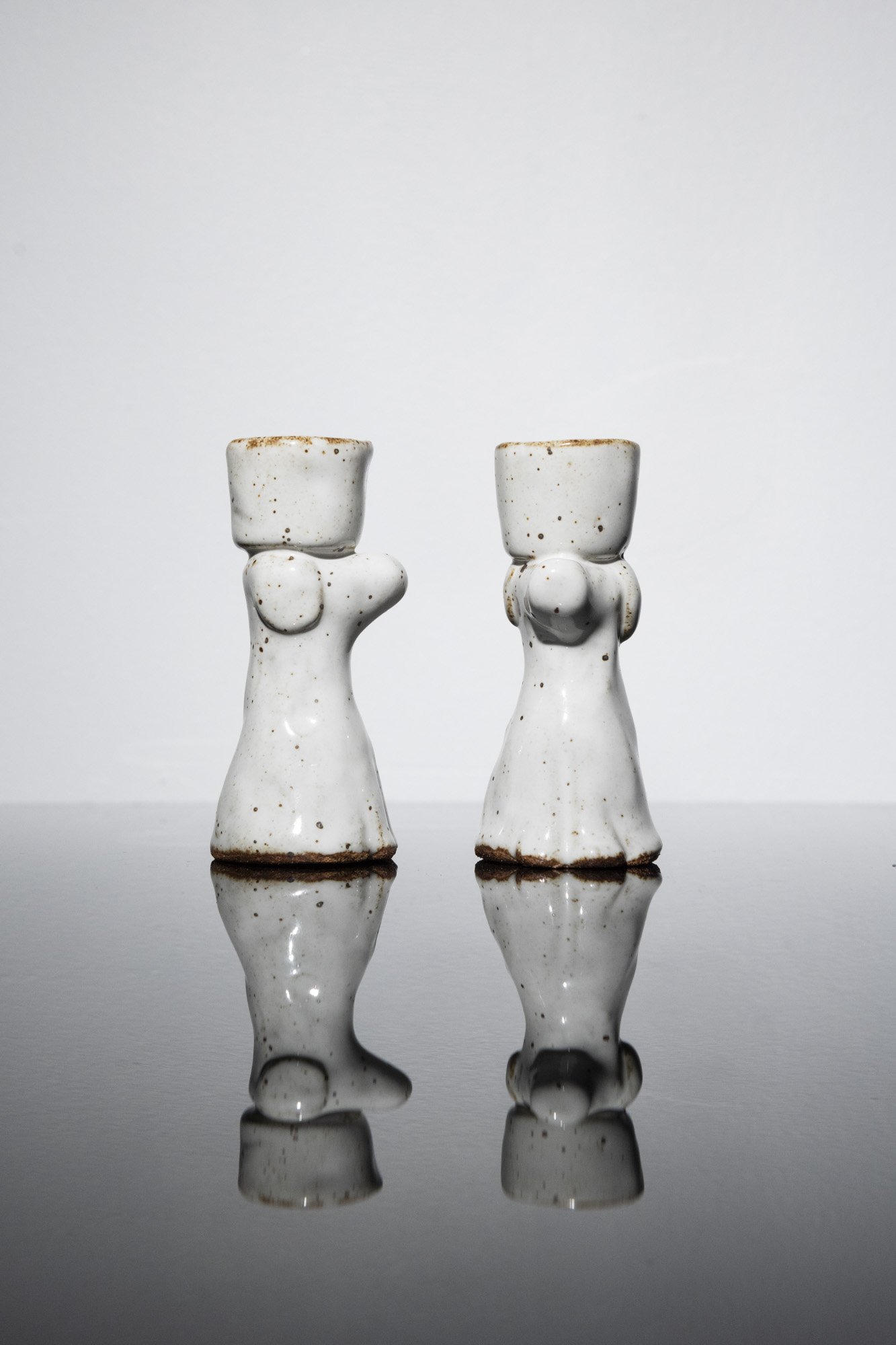 Candle holder, pair, white