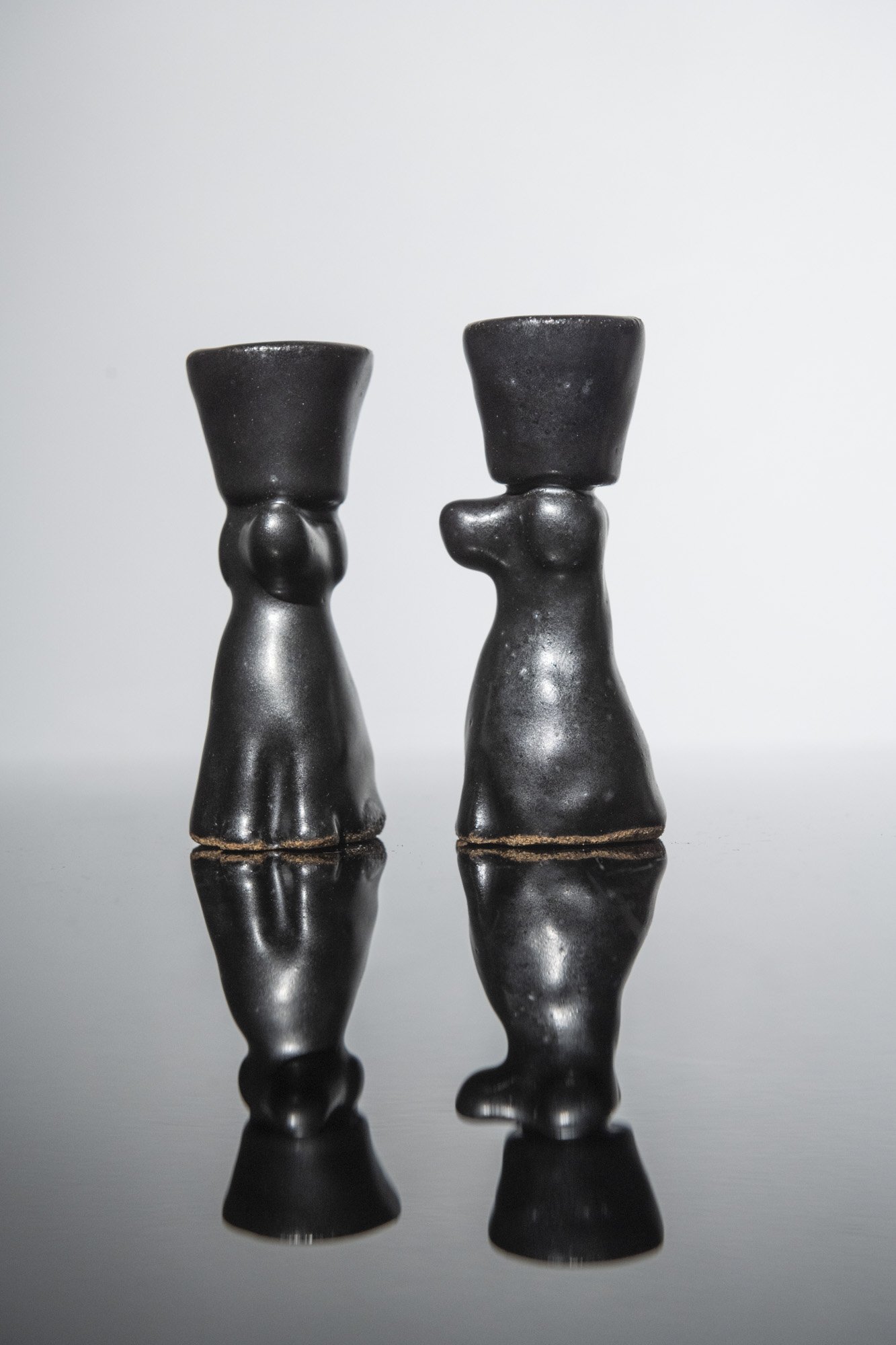 Candle holder, pair, black
