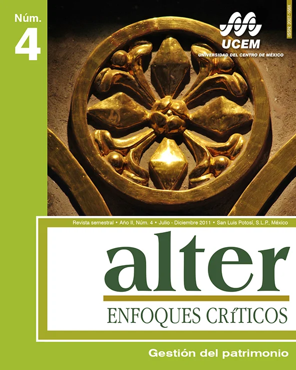 El Binomio Mercurio-Plata, forjador de paisajes mineros. Una revisión del expediente de declaratoria de itinerario cultural - Luis Mansilla Plaza y Letizia Silva Ontiveros El centro histórico de San Luis Potosí: Construcción y revaloración del patrimonio local - Claudia Teresa Gasca Moreno Descripción de un proceso de patrimonialización: El caso de la ciudad de San Luis Potosí - Edna Hernández González Territorialidad, capitales y discursos sobre el patrimonio en Cerro de San Pedro: Retrospectiva etnográfica en un conflicto socioambiental - Óscar Felipe Reyna Jiménez La coyuntura patrimonial. Crónica de una ciudad inscrita en la UNESCO: San Luis Potosí y la paradoja de un real minero en San Pedro - Jesús Alfaro Saldaña Cultura, tradición y patrimonio: Elementos de reflexión sobre el patrimonio indígena. El caso de Santa María Acapulco, San Luis Potosí - Hugo Cotonieto Santeliz Memoria Escolar Fotográfica. Una forma de pensar el patrimonio cultural de las escuelas potosinas - Norma Ramos Escobar y Armando René Espinosa Reseña museográfica: El papel de la Grafoteca UCEM en la conservación del patrimonio gráfico