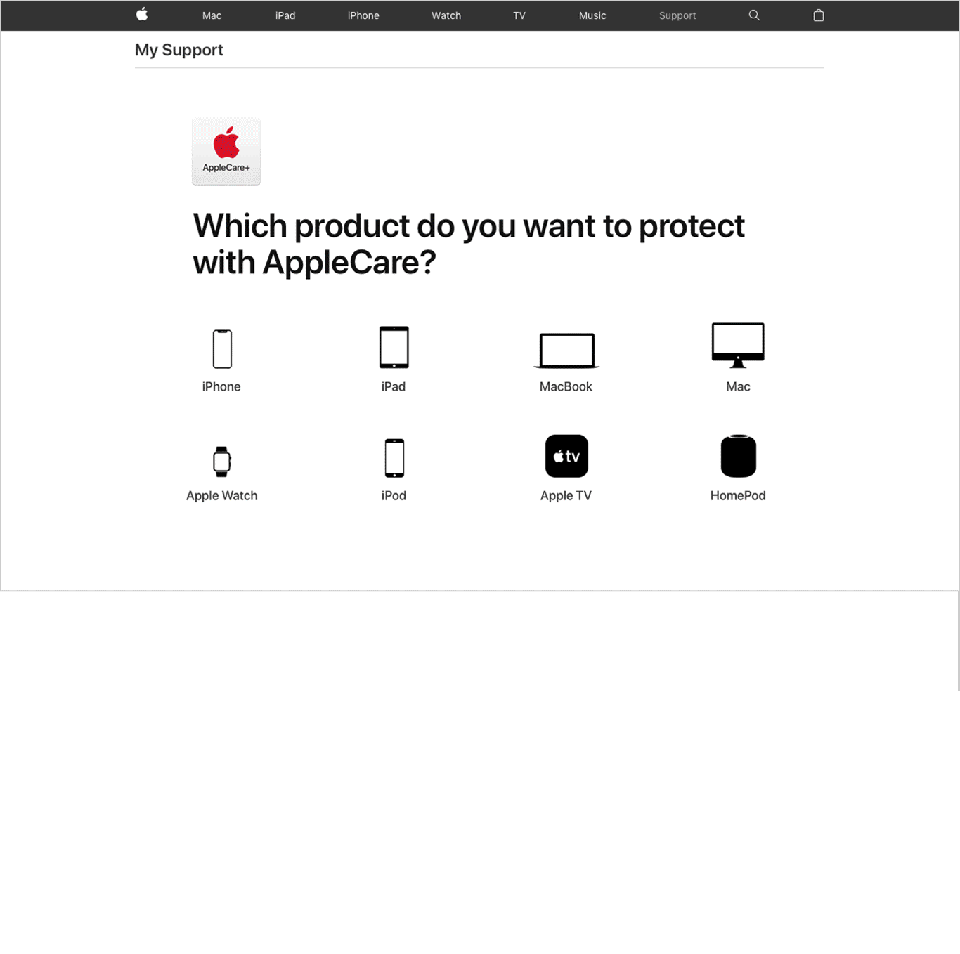 AppleCare+ Purchase experience (desktop)