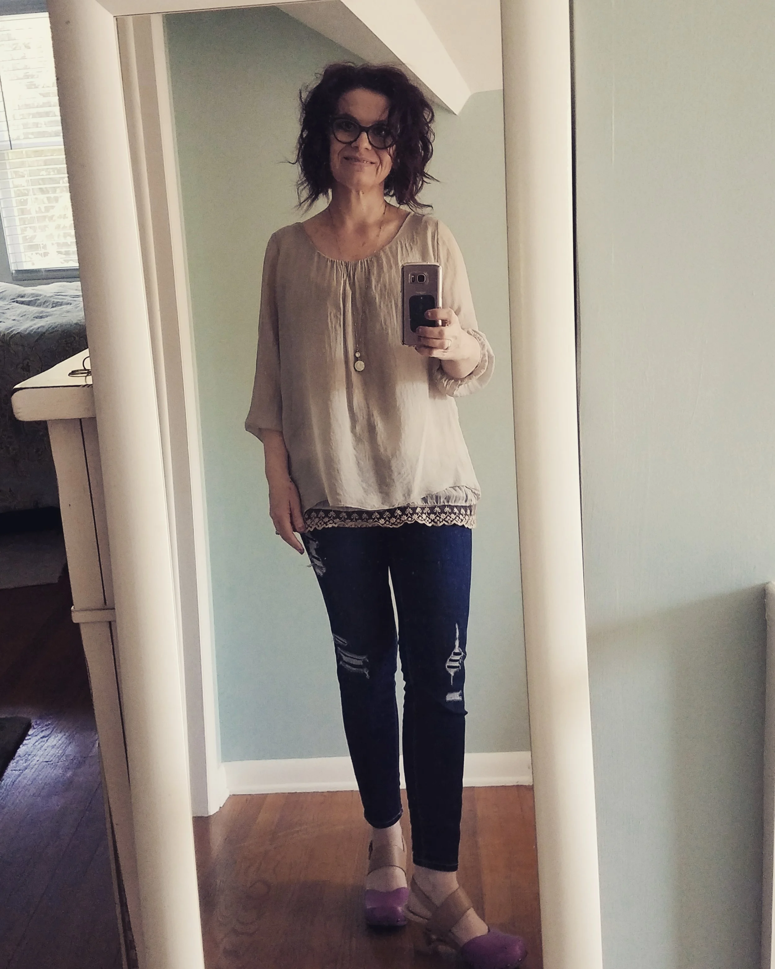 Closet try-out with a top