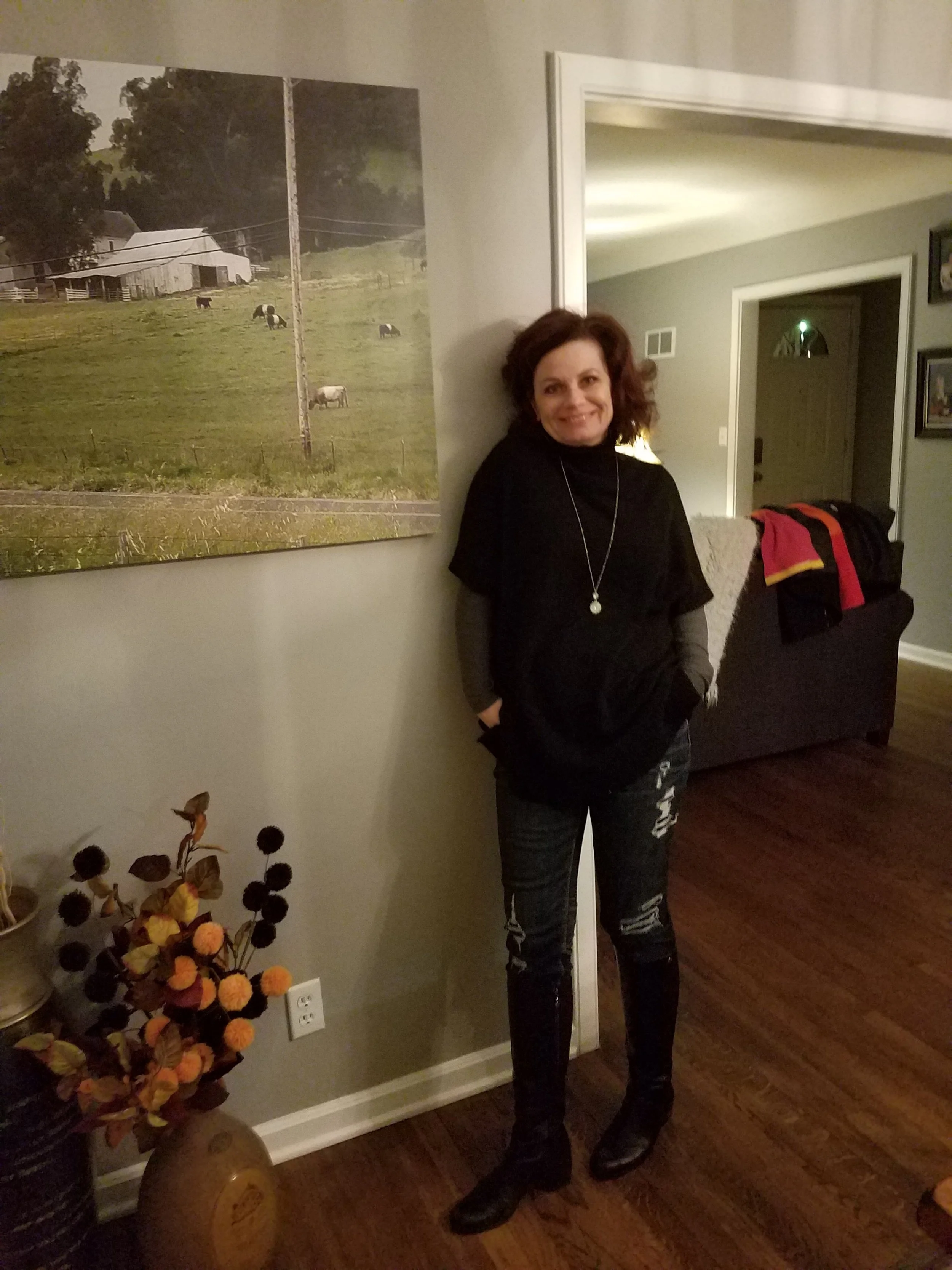 My favorite distressed skinny jeans tucked in boots with a great cashmere sweater layered with a tshirt was the perfect combo for date night. These jeans are great for wearing with either fashion boots or snow boots - which seems to be a repeating theme for February only 5 days in :) 