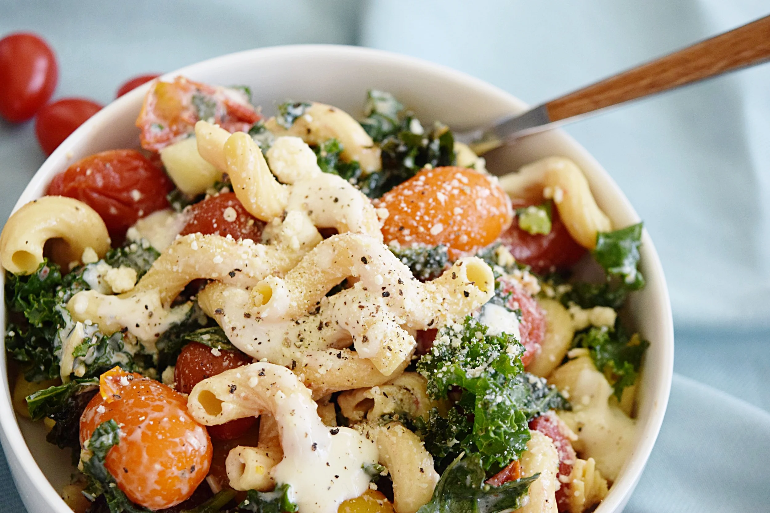 Pasta Review And Kale Caesar Pasta Salad Recipe Fresh Balanced