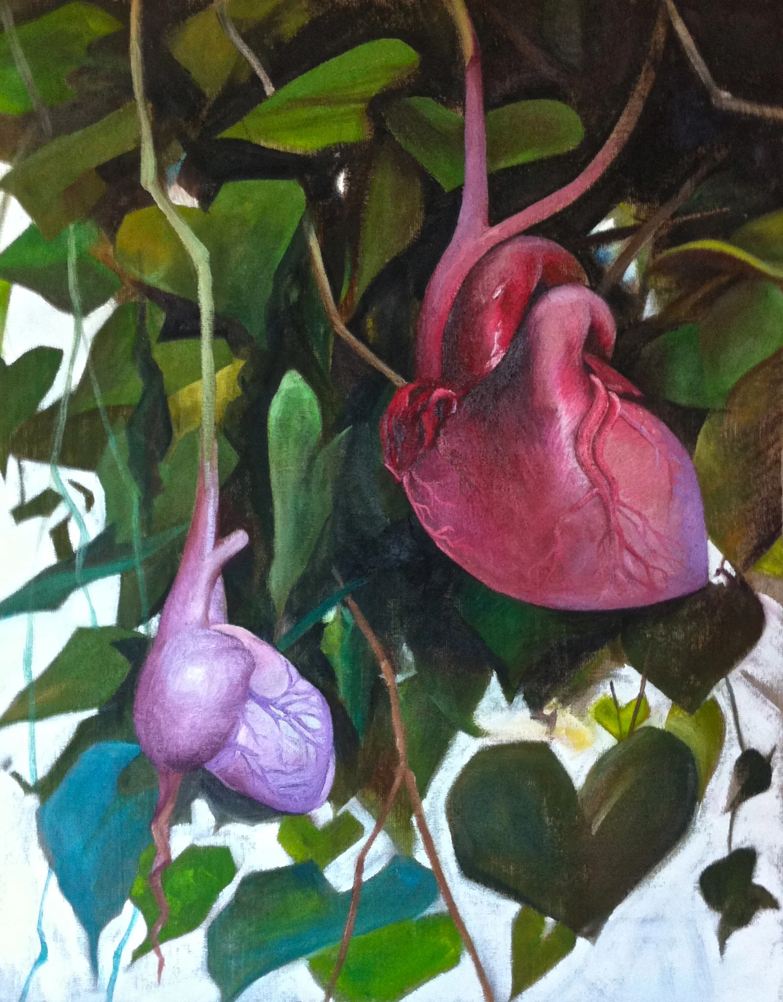 Katherine Rutecki, With a Hanging Heart, oil on linen, 42x60cm, 2013