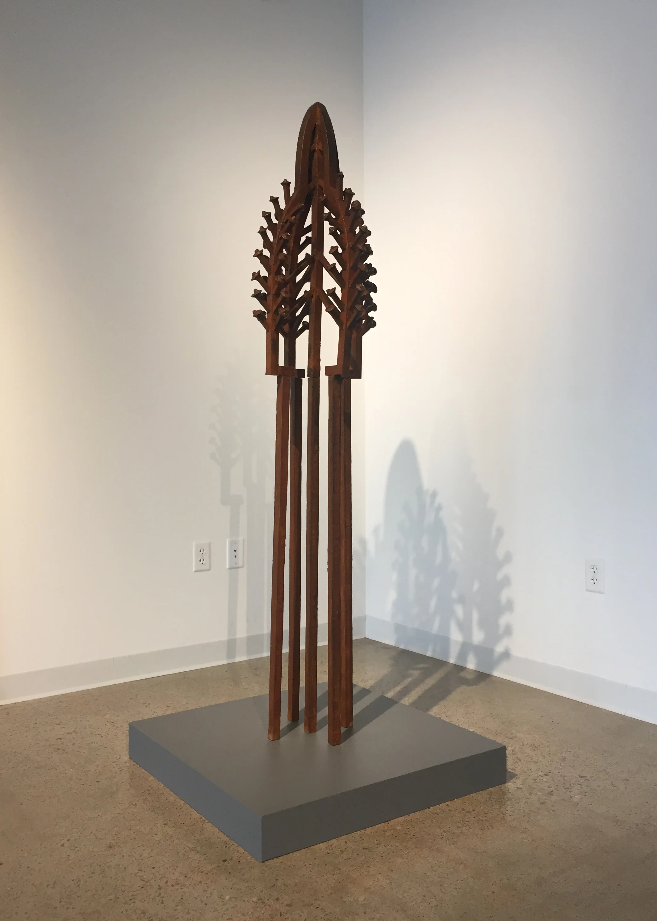 Iron Fortress I broke a house I broke a radiator I broke a bath I broke a lamp I broke a lamp post I broke a water pipe I broke a home To build up myself Katherine Rutecki, Iron Fortress , cast iron, 43x43x185cm, 2018