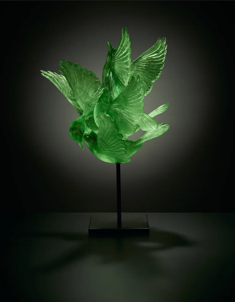 Katherine Rutecki, Green, lost wax cast crystal, steel mount, 43x43x69cm, 2011