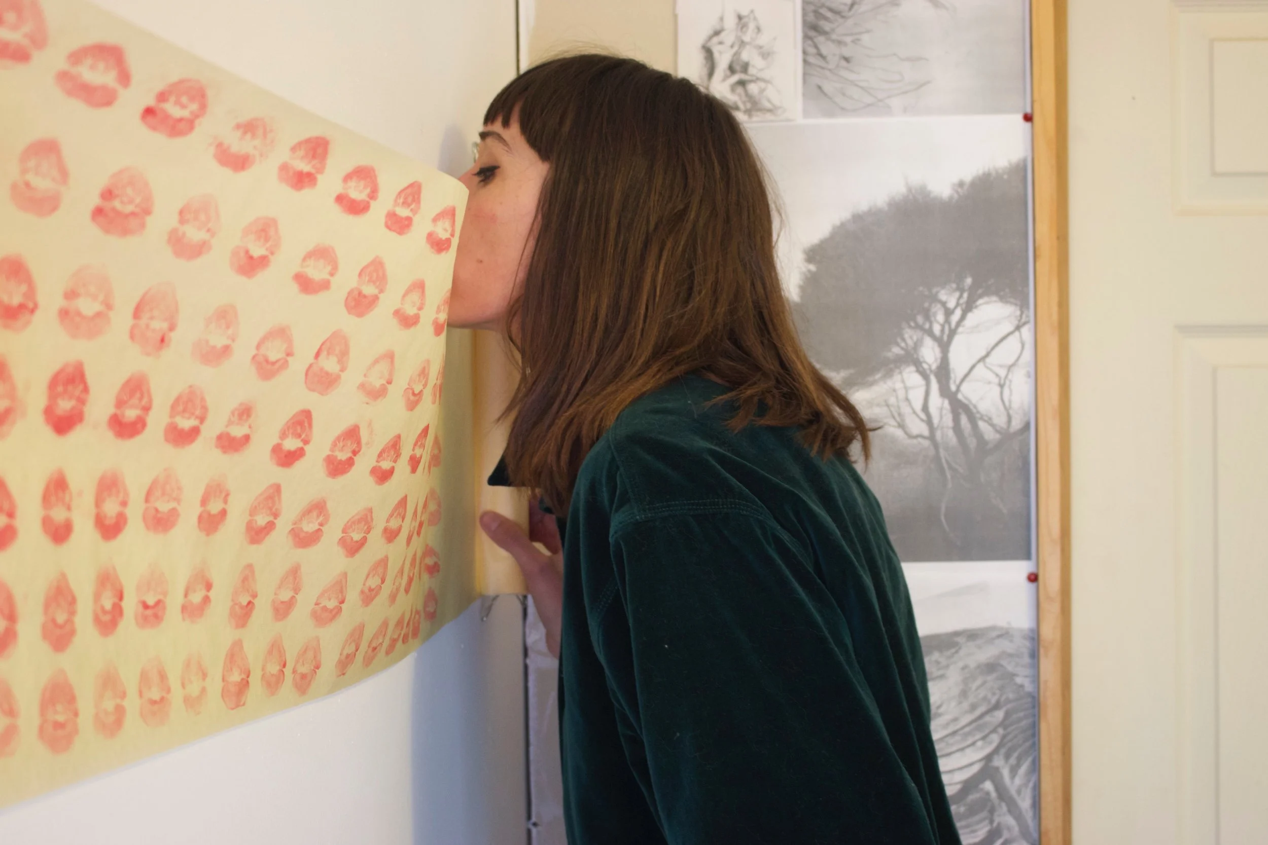 Katherine Rutecki, Waiting, 9 August - 20 December 2016 Calendar, Body print, lipstick on paper. 2016 Performance document by Jon Witzky